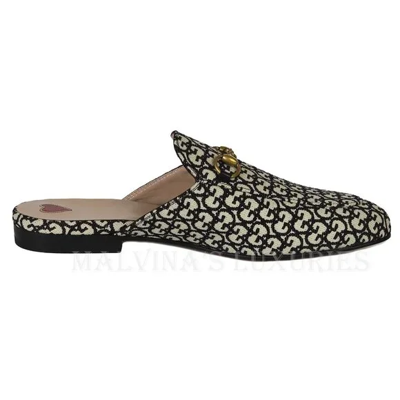 GUCCI SHOES PRINCETOWN HORSEBIT GG JACQUARD SLIPPERS LOAFER MULE sz 39 9 - Picture 6 of 16